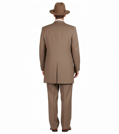 Men’s 1920s Tan Zoot Suit with Fedora Hat and Wingtip Shoes – Vintage Gangster 3-Piece Long Jacket Suit 2   - from alligatorwarehouse.com
