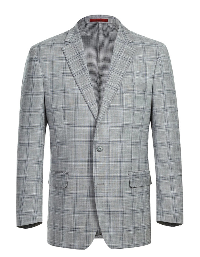 Lozano Collection - Men's 2 Piece Regular Fit Gray Plaid Suit