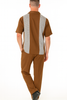Men’s Cognac Tan Two-Piece Outfit – Short Sleeve Button-Up Shirt and Pants Set 2   - from alligatorwarehouse.com