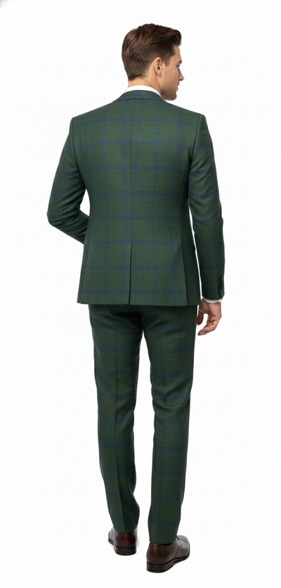 Men’s Green Plaid 3-Piece Suit – Classic Check Slim Fit Suit for Weddings, Church, and Formal By Rossiman 7   - from alligatorwarehouse.com
