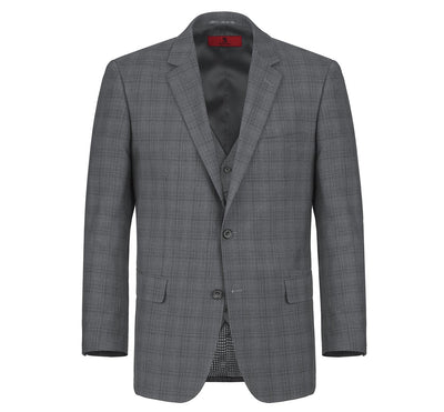 278-1 Men's 3-Piece Classic Fit Single Breasted Windowpane Suit 4 SO6278-1 classic suits_34S  - from alligatorwarehouse.com