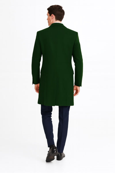 Mens Dark Green Wool Overcoat – Classic Long Coat for Formal and Casual Style 2   - from alligatorwarehouse.com