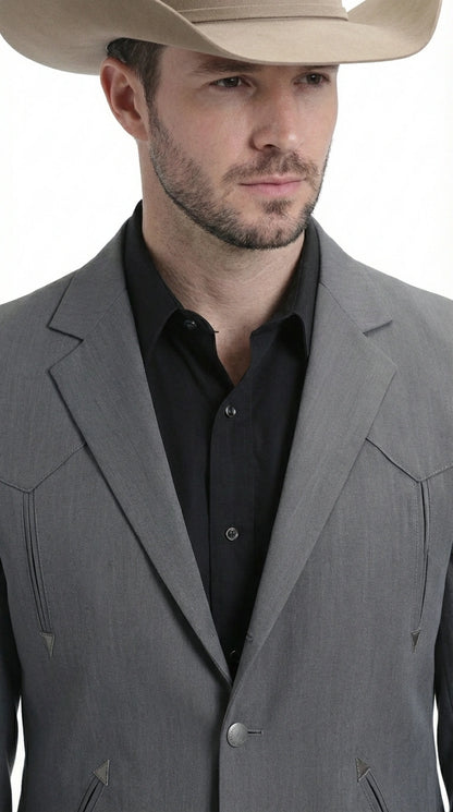 Mens Charcoal Gray Western Blazer – Cowboy Style Casual Jacket Classic Country Western Sport Coat