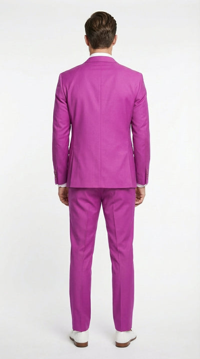 Mens Fuchsia 2 Piece Suit – Bright Pink Formal Suit for Men Stylish Wedding Party Prom Suit Magento Color