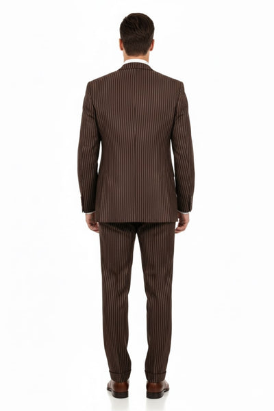 Men’s Brown Pinstripe 3-Piece Suits – Classic Business and Formal Wear with Vest 2   - from alligatorwarehouse.com