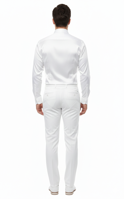 Men’s White Satin Dress Shirt – Classic Long Sleeve Formal Shirt for Weddings, Parties, and Business Wear 7   - from alligatorwarehouse.com