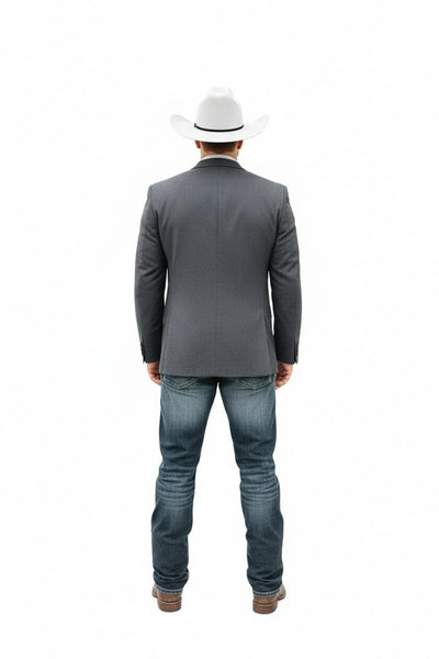Mens Western Style Blazer – Classic Gray Cowboy Suit Jacket for Weddings, Country Events and Formal Wear in Grey Color 2   - from alligatorwarehouse.com