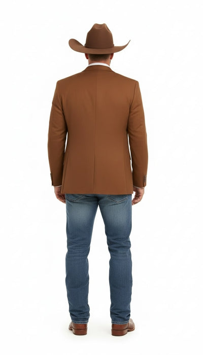 Mens Rust Copper Brown Western Blazer – Cowboy Style Classic Tailored Jacket for Weddings, Rodeos and Country Events 2   - from alligatorwarehouse.com