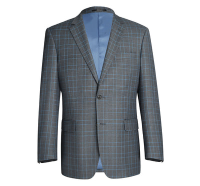 293-5 Men's Two Piece Classic Fit Windowpane Check Dress Suit 2 SO6293-5 classic suits_36S  - from alligatorwarehouse.com