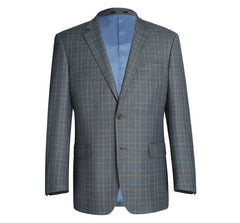 293-5 Men's Two Piece Classic Fit Windowpane Check Dress Suit