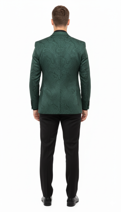 Men’s Emerald Green Paisley Tuxedo 3-Piece Suit – Slim Fit Formal Blazer, Vest, and Pants for Weddings, Proms 8   - from alligatorwarehouse.com