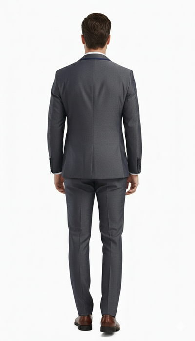 Men’s Charcoal Gray with blue Trim Slim Fit 3-Piece Suit – Modern Wedding and Business Formal Tuxedo Set 5   - from alligatorwarehouse.com