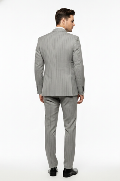 Men’s Grey and Black Pinstripe Double-Breasted Suit – 1920s Gangster Vintage Looking suit By Rossiman 2   - from alligatorwarehouse.com