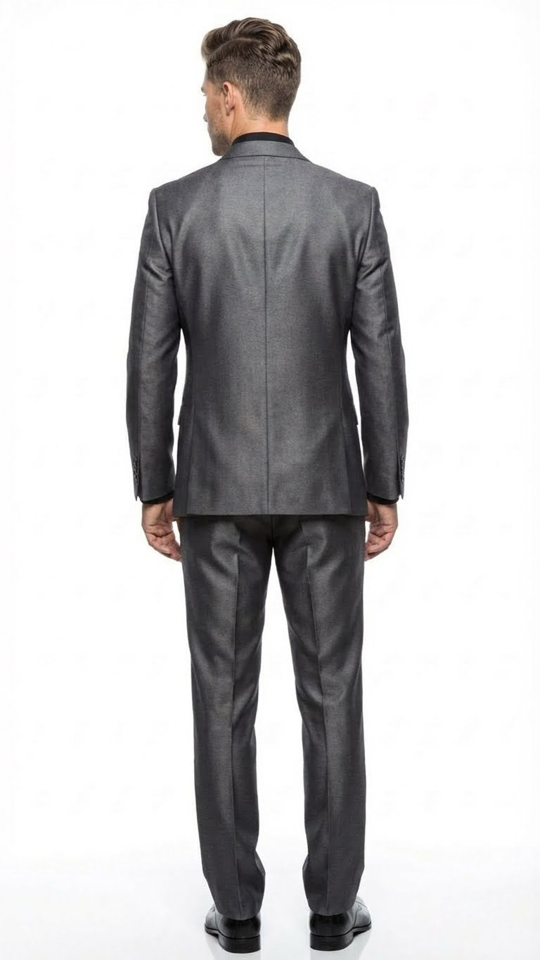 Mens Charcoal Gray Suit With Sheen -  | Shiny Texture Fabric Three Piece Wedding and Party Business