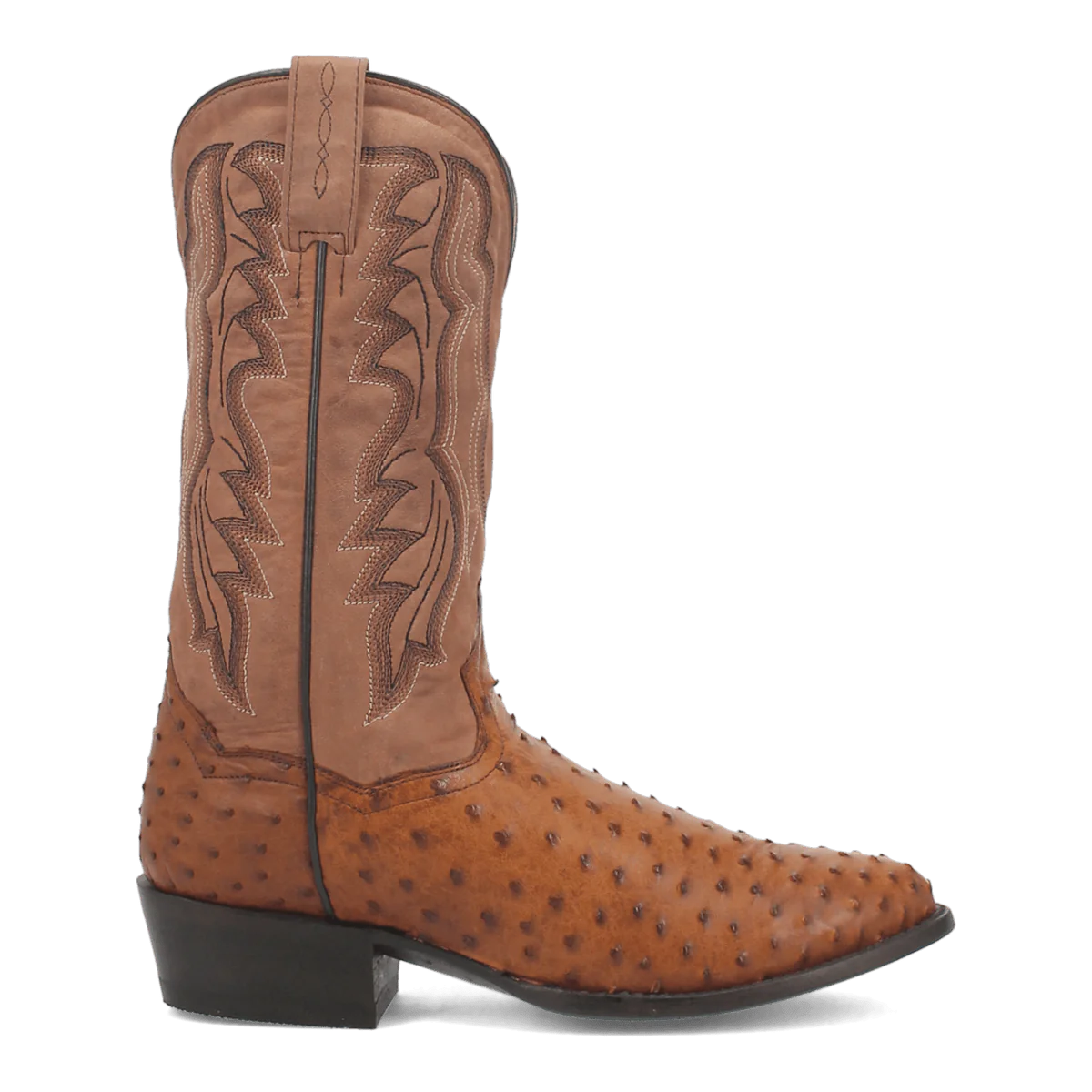 Dan Post Men's Tempe Full Quill Ostrich Round Toe Boots - Saddlebrown 2 DP2323_7_D  - from alligatorwarehouse.com