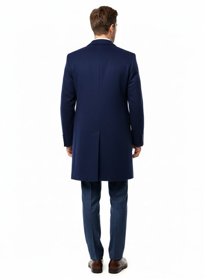 Mens Cobalt Blue Wool and Cashmere Car Coat Overcoat – Classic Winter Topcoat for Indigo Saphire Color (light Navy Dark Royal) 2   - from alligatorwarehouse.com
