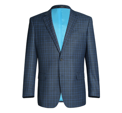 293-6 Men's Two Piece Classic Fit Windowpane Check Dress Suit 2 SO6293-6 classic suits_36S  - from alligatorwarehouse.com