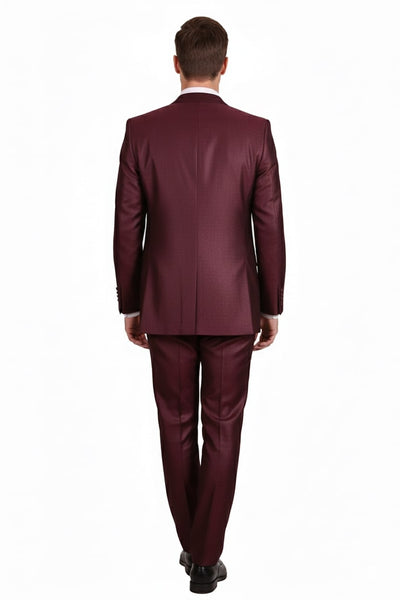 Mens Burgundy 3-Piece Suit – Burgundy Three Buttons Vested Suit - Pleated Pants Classic Fit Athletic Cut 2   - from alligatorwarehouse.com