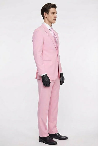 Men’s Pink Two-Piece Suit – Classic Fit Formal Jacket and Tailored Pants 2   - from alligatorwarehouse.com