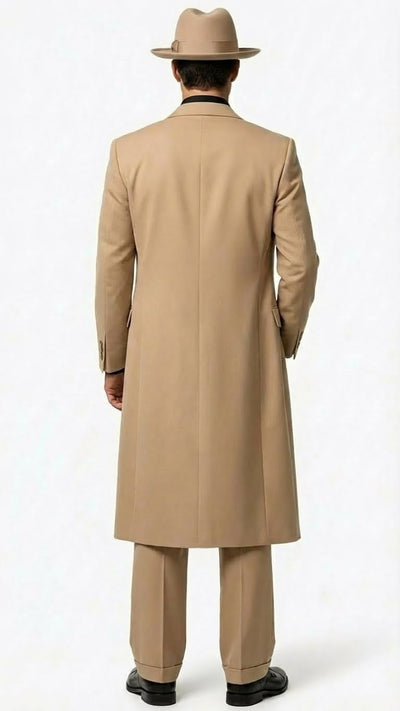 Men’s 1920s Beige Zoot Suit – Long Mafia Gangster Three-Piece Suit in Tan Khaki Color 40 inch Zuit Pachuco Suit 2   - from alligatorwarehouse.com