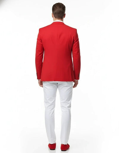 Mens Red Blazer and White Pants Set – Stylish Casual Dress Outfit For New Year Holiday and Christmas Suit 2   - from alligatorwarehouse.com