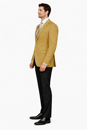  2 Button Rayon Fabric Dress Blazer in Gold