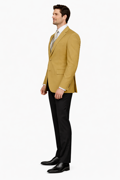  2 Button Rayon Fabric Dress Blazer in Gold