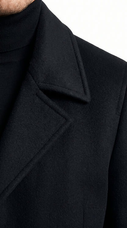 Men's Black Full-Length Duster Maxi Coat – Classic 4-Button Long Overcoat, Gothic Trench Coat & Winter Formal Outerwear