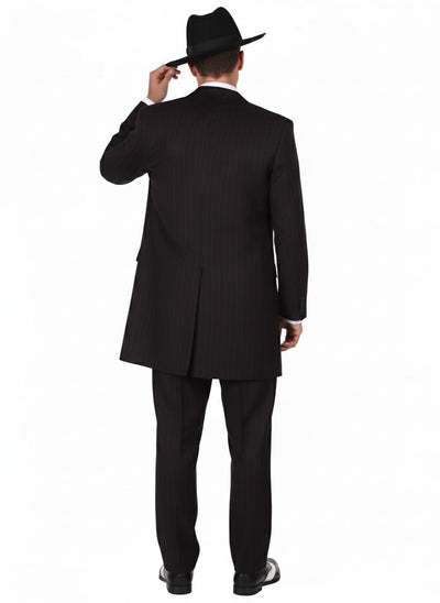 Mens Black and Red Pinstripe Zoot Suit – 1920s Gangster Vintage 3-Piece Suit for Formal, Prom, and Themed Events 2   - from alligatorwarehouse.com