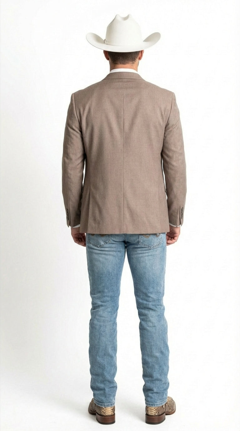 Men’s Light Grey Cowboy Blazer with Double breasted Vest – Western Two Piece Suit Pants included