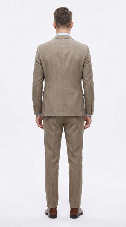Men’s Taupe Olivish Tan 3-Piece Suit – Elegant Tan Wedding, Business & Formal Suit with Vest