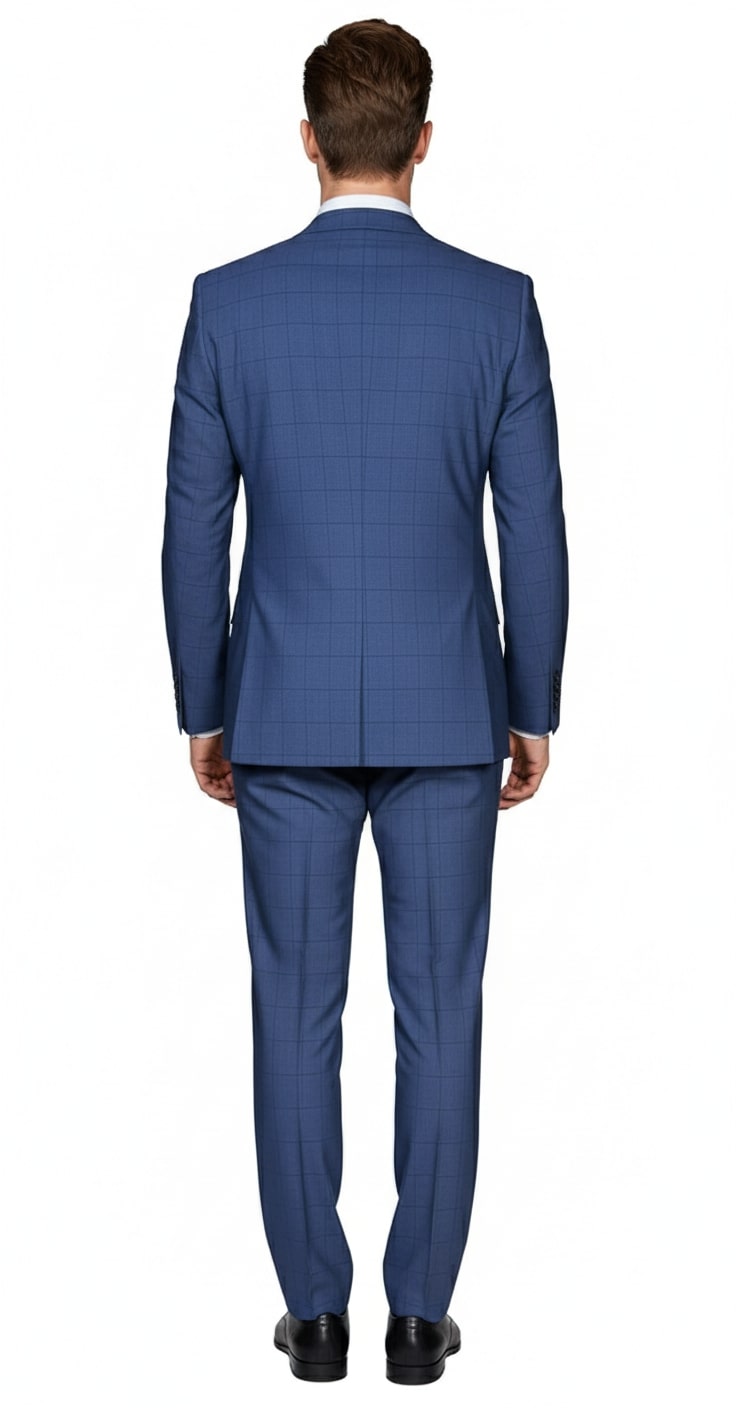 Mens Indigo Navy Blue Windowpane Check Suit – Classic 2-Piece Formal Business and Wedding Wear Set in Cobalt Blue 2   - from alligatorwarehouse.com