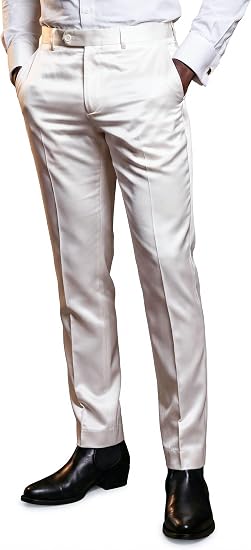 Mens Solid Color Shiny Satin Dress Pants 6VP1010
