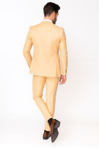 Mens Peach 3-Piece Suit – Double-Breasted Vest, Notch Lapel Blazer, Slim Fit Dress Pants 4   - from alligatorwarehouse.com