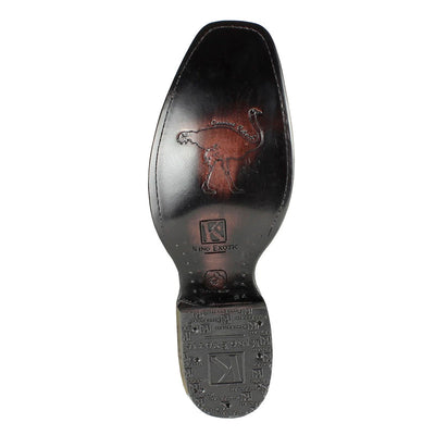 Men's King Exotic Snip Toe Full Quill Ostrich Boots Handmade Burnished Brown (494RD0316-) 2   - from alligatorwarehouse.com
