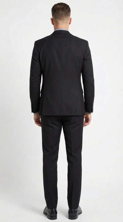 Men’s Black And White Lapel 3 Piece Tuxedo Suit with Silver Gray Satin Lapel | Formal Wedding Prom Suit Set