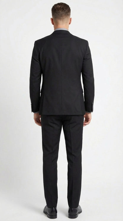 Men’s Black And White Lapel 3 Piece Tuxedo Suit with Silver Gray Satin Lapel | Formal Wedding Prom Suit Set