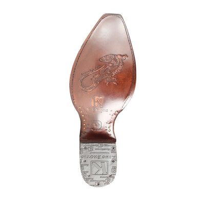 Men's King Exotic Snip Toe Teju Lizard Boots Handcrafted Burnished Brown (494RD0716) 2   - from alligatorwarehouse.com