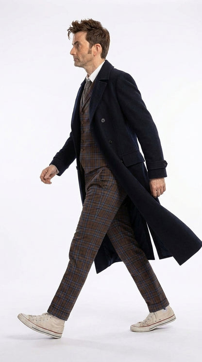 Men’s Black Long Overcoat – Doctor Who Fourteenth Doctor David Tennant Inspired Costume Coat