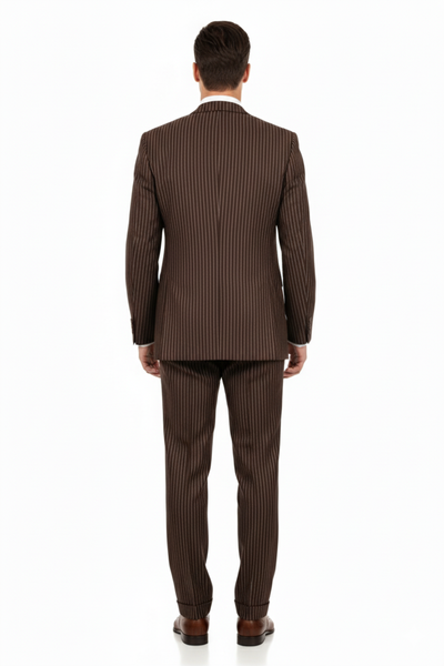 Men’s Brown Pinstripe 3-Piece Suit – Classic Business and Formal Wear with Vest 5   - from alligatorwarehouse.com