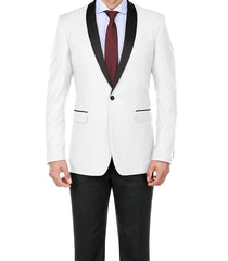 Off White 2 Piece Tuxedo Shawl Lapel Slim Fit