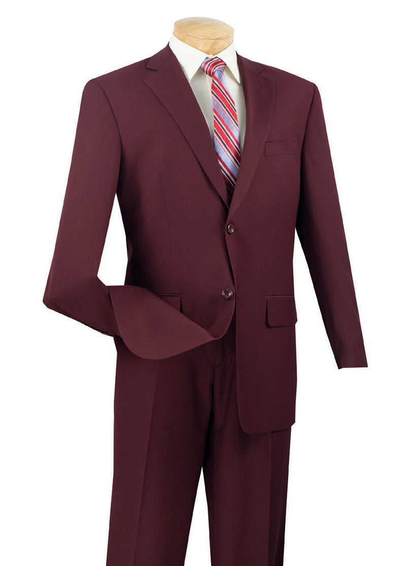 Monte Carlo Collection - Regular Fit 2 Piece 2 Button Textured Weave Burgundy