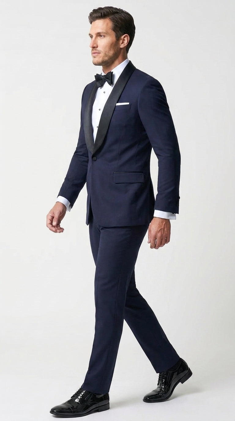Men’s Father of the Bride Tuxedo Suit – Shawl Lapel Wedding Suit in Black, Navy or Hunter Green