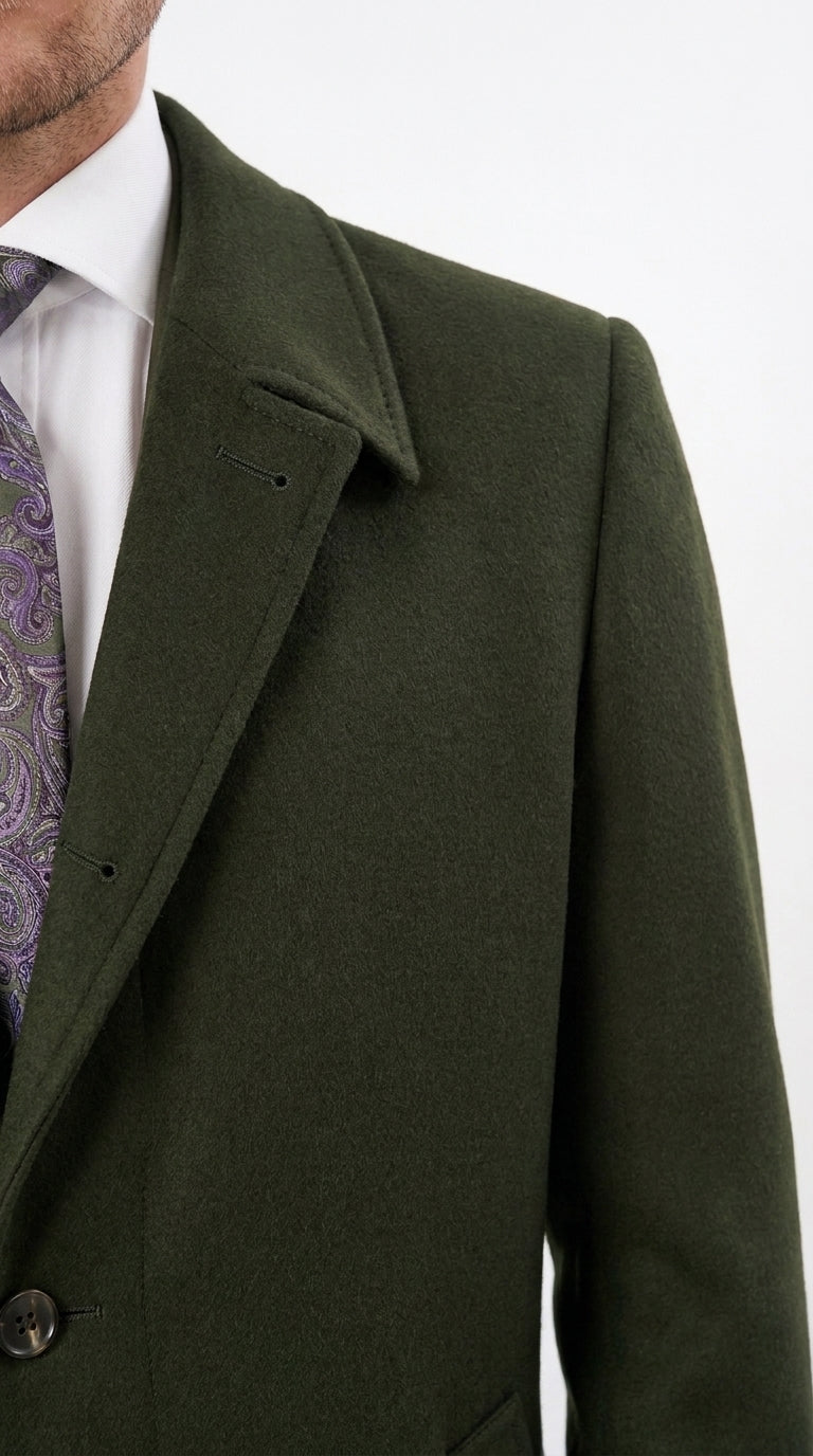 Men’s Blade Runner K Inspired Olive Green Wool Duster Coat – Long Vintage Sci-Fi Overcoat