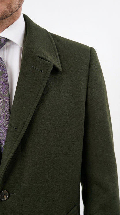Men’s Blade Runner K Inspired Olive Green Wool Duster Coat – Long Vintage Sci-Fi Overcoat