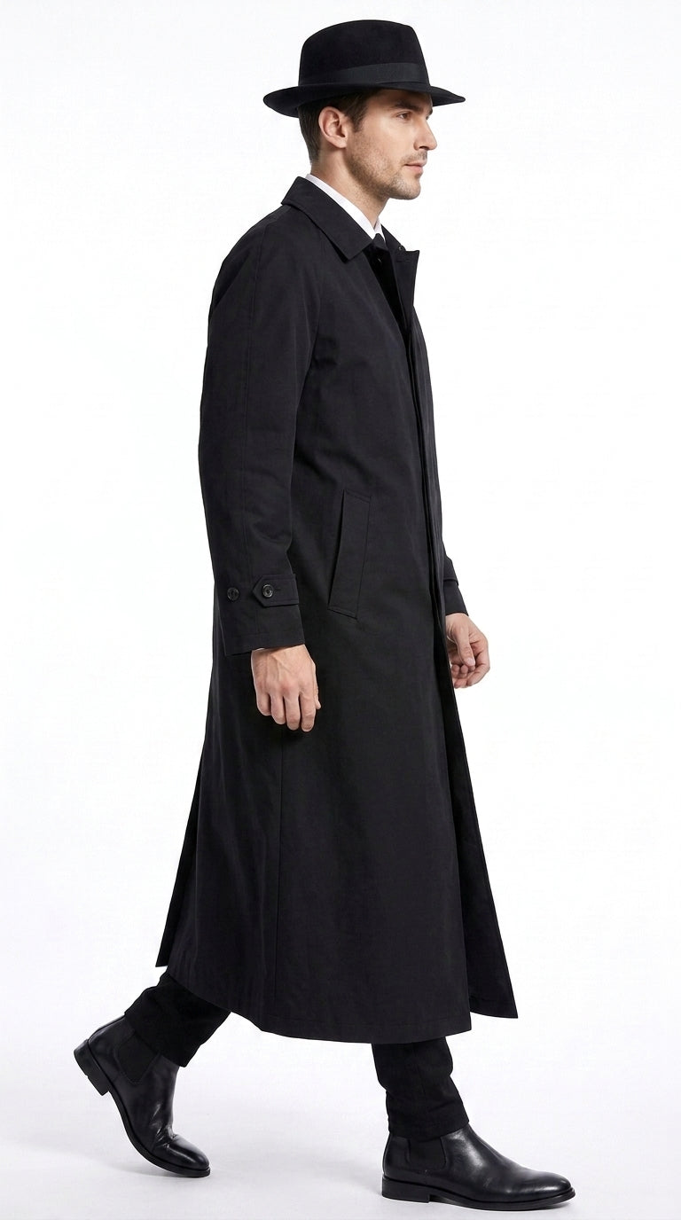 Men’s Undertaker Inspired Black Trench Coat – WWE Wrestling Style Long Full-Length Overcoat