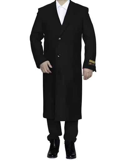 Men's Black Wool Overcoat – 3 Button Ankle Length Winter Dress Coat 8   - from alligatorwarehouse.com