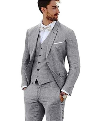 Linen Suit - Mens Summer Suits Gray  Color - Beach Wedding 1 II-4759  - from alligatorwarehouse.com