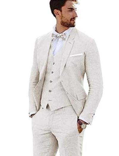 Linen Suit - Mens Summer Suits Ivory Color - Beach Wedding 1 QC-0123  - from alligatorwarehouse.com