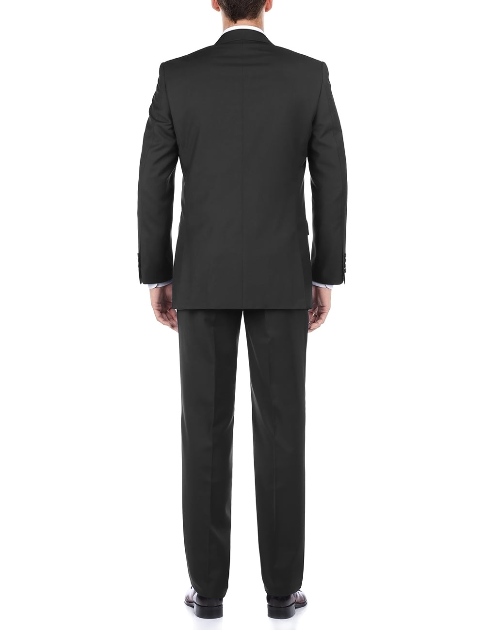 Bevagna Collection - Black 100% Virgin Wool Regular Fit Pick Stitched 2 Piece Suit